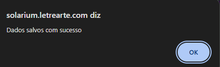 Mensagem de confirmação